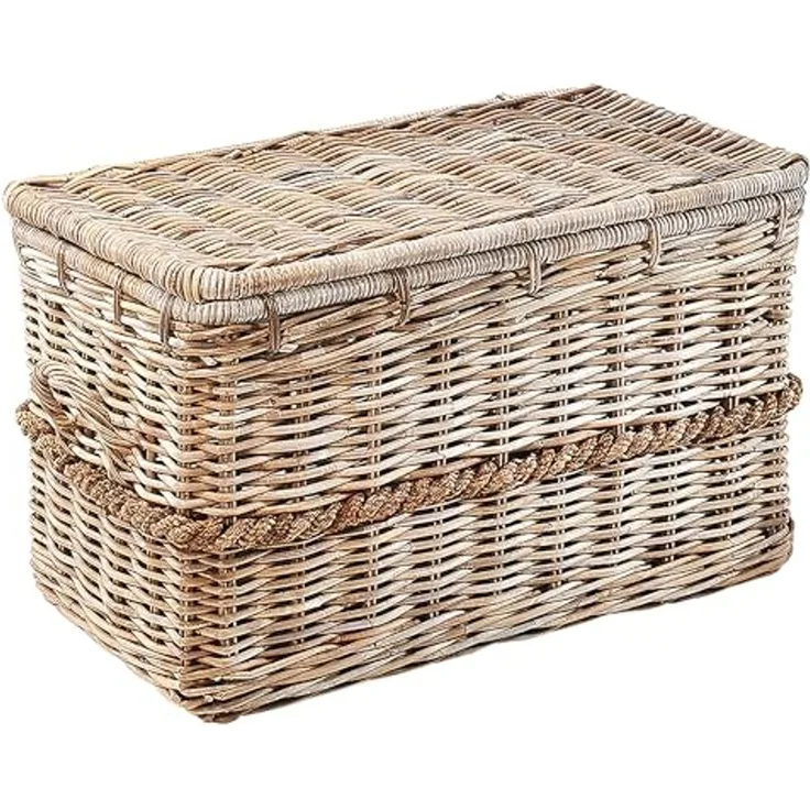 Kobolo Truhe Kiste aus Rattan Kubu Grey mit Deckel 80x45x48 cm