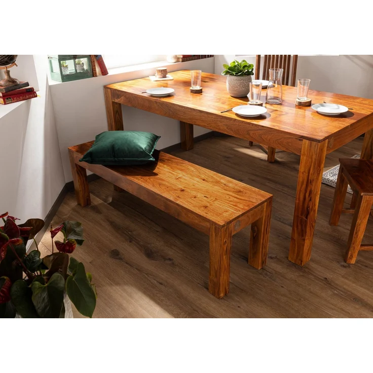 Bank Akazie 140x40x45 honig lackiert OXFORD #0014 – Bild 2