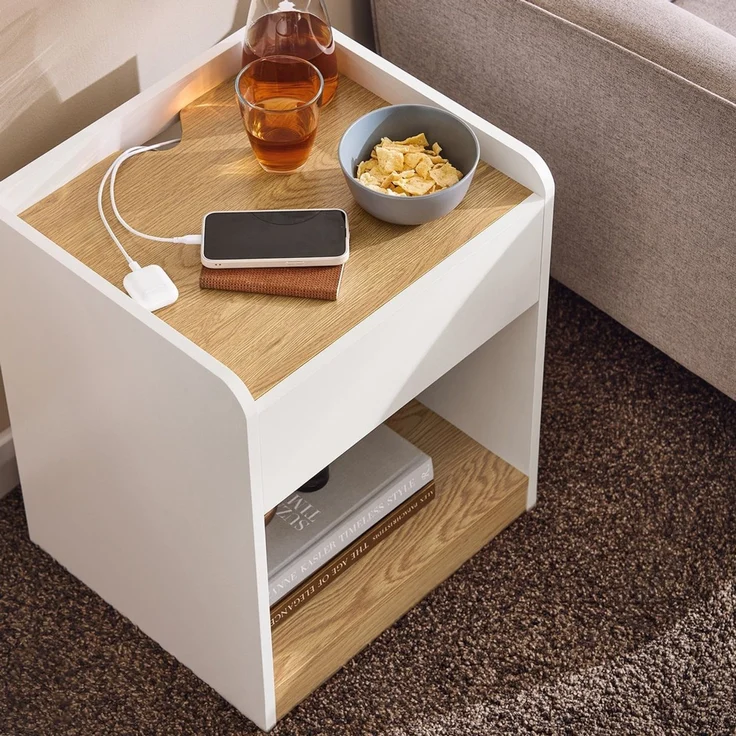 SoBuy FBT128-WN Nachttisch, MDF, Lackiert, Weiß, 42 x 55 x 40 cm – Bild 4