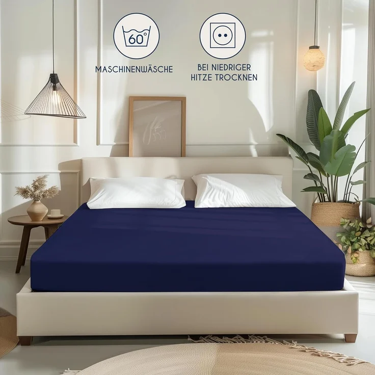 Dreamzie - Spannbettlaken 70x160 cm - Baumwolle Oeko Tex Zertifiziert - Dunkelblau - 100% Jersey Spannbetttuch 70x160 – Bild 6