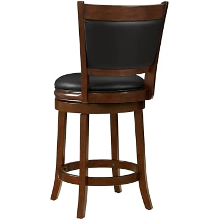 Ball & Cast Drehbarer Tresen Höhe Barhocker, Holzrahmen Küche Insel Hocker-Stuhl, 24in gepolsterte Barhocker mit Rückenlehne & Fußstütze, Cappuccino – Bild 6