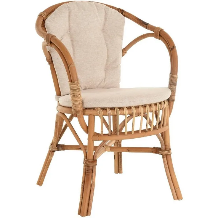 Krines Home Relaxsessel Klassischer Flecht-Sessel im skandinavischem Stil/Korbstuhl mit Kissen, aus Natur-Rattan