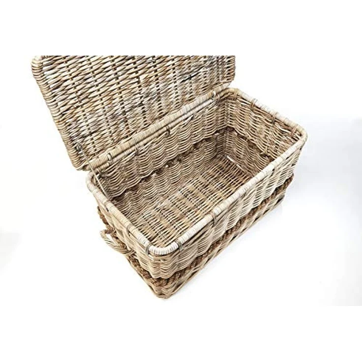 Kobolo Truhe Kiste aus Rattan Kubu Grey mit Deckel 80x45x48 cm – Bild 3