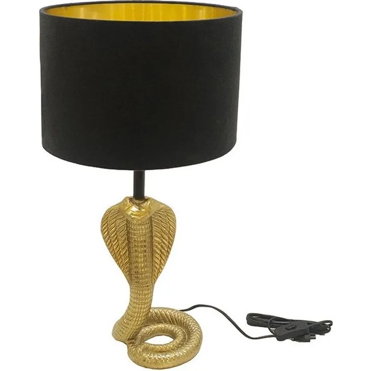 riess-ambiente Tischleuchte COBRA 65cm gold/schwarz – Schlangenskulptur, Stoffschirm, Accessoire, Ein-/Ausschalter, ohne Leuchtmittel, dekorative Leuchte für Wohn- und Schlafzimmer – ideal für edle Räume