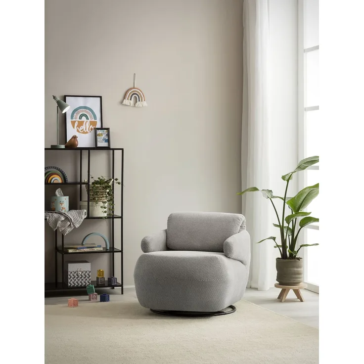 DOMO. collection Sessel 700015, Polstersessel, gepolsterte Rückenlehne, Rückenfunktion, Drehfunktion, Wippfunktion, Cocktailsessel, Loungesessel, 68 x 88 x 67 (BxTxH), grau