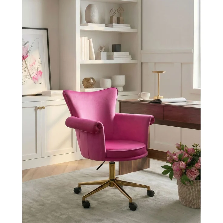 Schreibtischstuhl VELENCIA Samtstoff Fuchsia – Bild 2