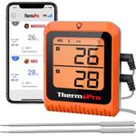 ThermoPro TP25H2 Küchenthermometer mit Timer und Alarmfunktion, 150 Meter, Empfängt Bluetooth, Thermometer für Fleisch, Grill, Ofen