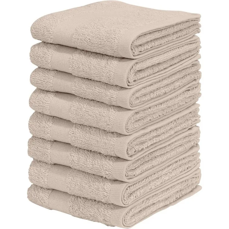 OTTO home Gästehandtücher Vanessa, 8 Gästehandtücher, 30x50cm, in Standard- und Premium-Qualität, Walkfrottee (Set, 8-St), Handtücher mit Bordüre, 100% Baumwolle, einfarbig, weich