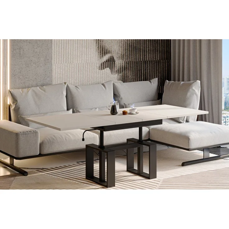 Endo-Moebel Couchtisch Empoli - ausziehbar 110-170cm und höhenverstellbar Doppellift Metall, Couch- & Esstisch, modern Design, Wohnzimmertisch, Multifunktionstisch
