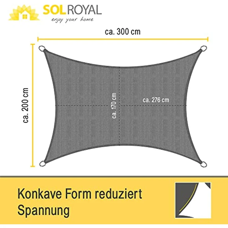 Sol Royal SolVision HDPE Sonnensegel HS9 Rechteck Anthrazit, 300x200 cm – Bild 4