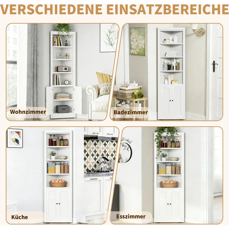 Eckschrank 52×26,5×180 cm aus Metall mit 2 Türen und verstellbaren Böden – Bild 9