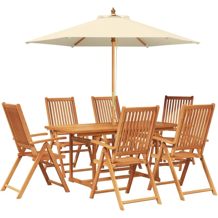 vidaXL Essgruppe für draußen mit Sonnenschirm 8 stk. 6-Sitzer 3438537 – Bild 2