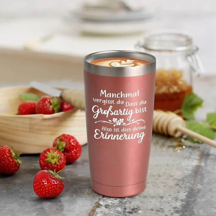 Livole Geschenk Frauen Freundin Geburtstag 20oz Thermobecher Roségold – Bild 3