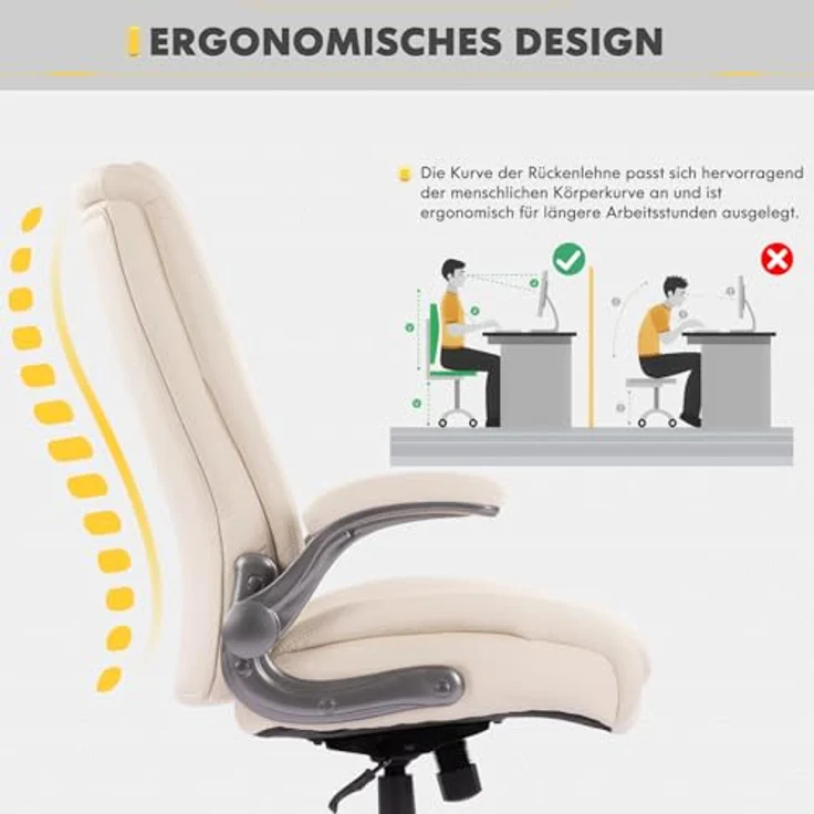 COLAMY Chefsessel Bürostuhl 181kg, Großer Bürostuhl Ergonomisch Leder, Ergonomischer Bürostuhl, Breiter Sitz, Klappbare Armlehnen, Höhenverstellbar Office Chair für das Homeoffice, Ivron – Bild 7