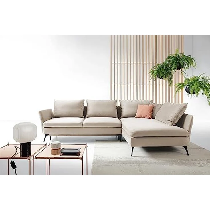 Ecksofa DEMISBAL mit Schlaffunktion, Bettkasten, Beige, linksseitig – Bild 2