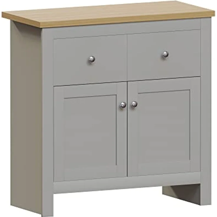 Vida Designs Arlington Sideboard mit 2 Schubladen und 2 Türen Schrank Anrichte Aufbewahrung MDF Möbel Grau – Bild 2