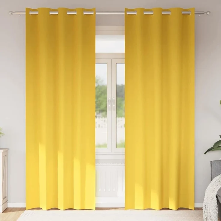vidaXL Verdunkelungs-Vorhänge mit Ringen 2 stk. Senfgelb 245 x 140 cm 4107396 – Bild 2
