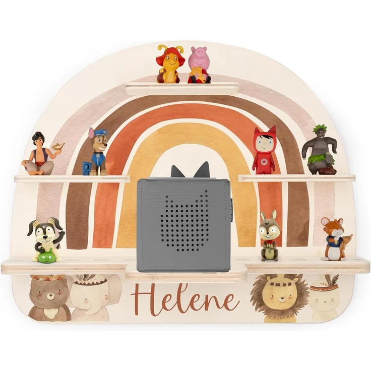 KIDSMOOD - Personalisiertes Tonie Regal für Kinderzimmer | Regenbogen Wand-Regal mit genügend Platz für Tonie-Hör-Figuren, Aussparung für Tonie-Musikbox & Kabelmanagement, Tonie Regal Mädchen & Jungen – Bild 1