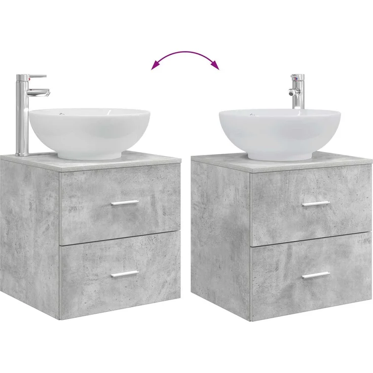 vidaXL Badezimmerschrank-Set 2 stk. Betongrau 79,5 x 44,5 x 80 cm 3403915 – Bild 9