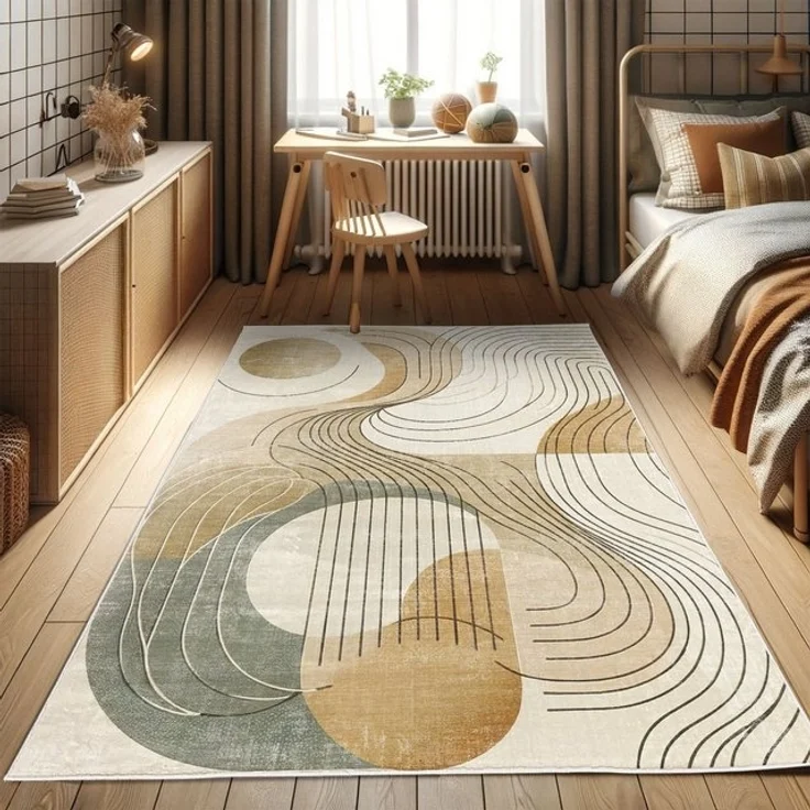 Abakuhaus Teppich Dekorativer Teppich für Wohnzimmer und Schlafzimmer, rechteckig, Modern Boho Abstrakte Geometrie Wirbel – Bild 3