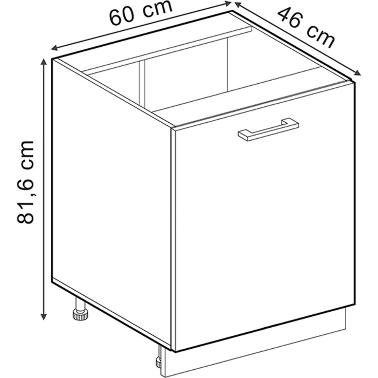 Küchenunterschrank R-Line Artisan-Eiche/Weiß 60 cm mit 1 Tür Arbeitsplatte Marmor Vicco – Bild 2
