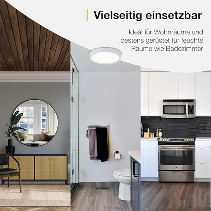 Brilliant LED Deckenleuchte Navara, LED fest integriert, Neutralweiß, Ø 27,5cm, Höhe 3 cm, 1900 lm, 4000 K, IP44 – Bild 6