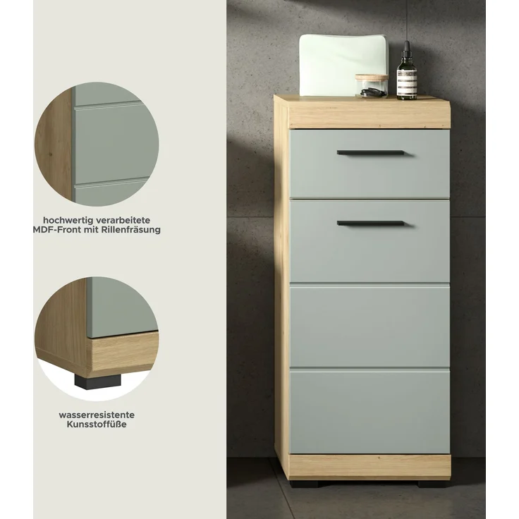 Xonox Scout Standschrank (B/H/T: 37x88x31 cm) in Salbei und Artisan Eiche Nachbildung – Bild 10