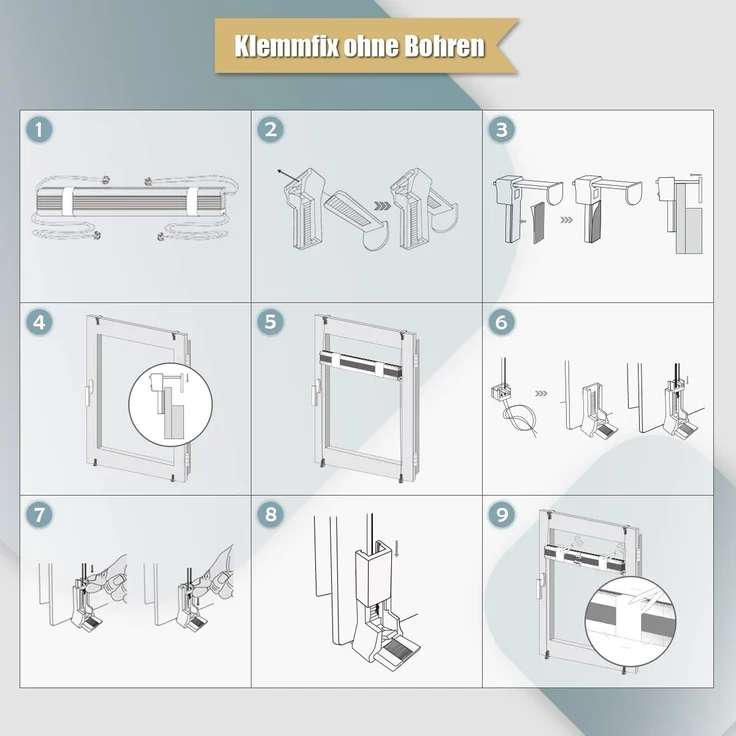 Plisseerollo ohne Bohren Klemmfix 40x120 cm(BxH) Anthrazit Jalousie Sonnenschutz Easyfix Faltrollo Lichtdurchlässig Rollo für Fenster & Tür – Bild 9