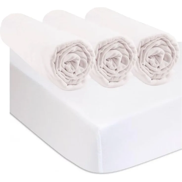 Set mit 3 Spannbettlaken, 40x80 cm, für Wiege, Babywanne + 2 Matratzenschoner, Größe 40x80 cm, 100% Baumwolle, weiß, ultraweich, atmungsaktiv, Oeko-Tex-Zertifiziert