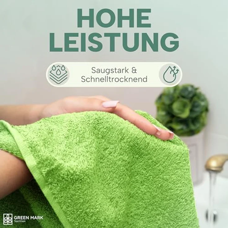 NatureMark 8er Spar-Pack Frottier Handtücher, Handtuch-Set, 50x100 cm, Apfel grün, 100% Baumwolle – Bild 6