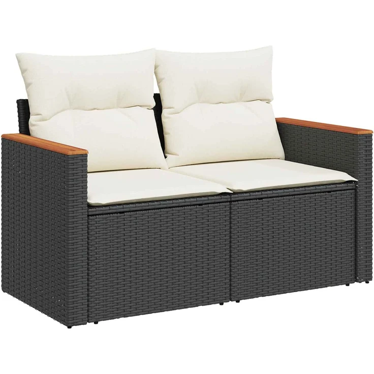 vidaXL Sofa Set 5 stk. Schwarz und Cremeweiß Polyrattan und Stahl 3447929 – Bild 3