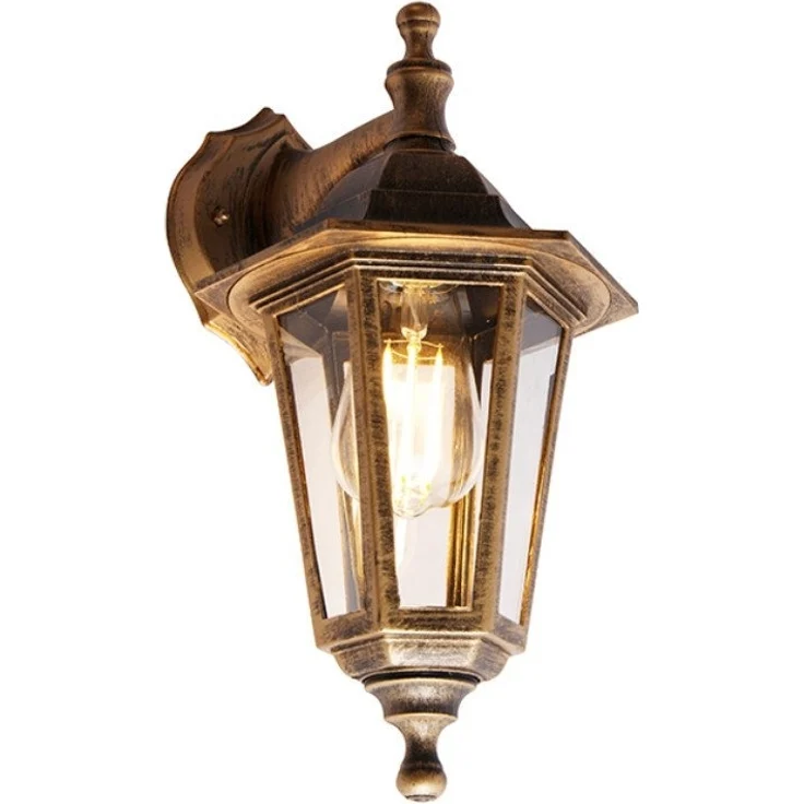 Qazqa Außen-Wandleuchte New haven, ohne Leuchtmittel, E27, Gold/Messing, Klassisch / Antik, Kunststoff, 1-flammig – Bild 1