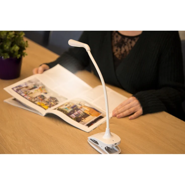 Fysic Wiederaufladbare LED-Lampe mit Klemme Weiß – Bild 5