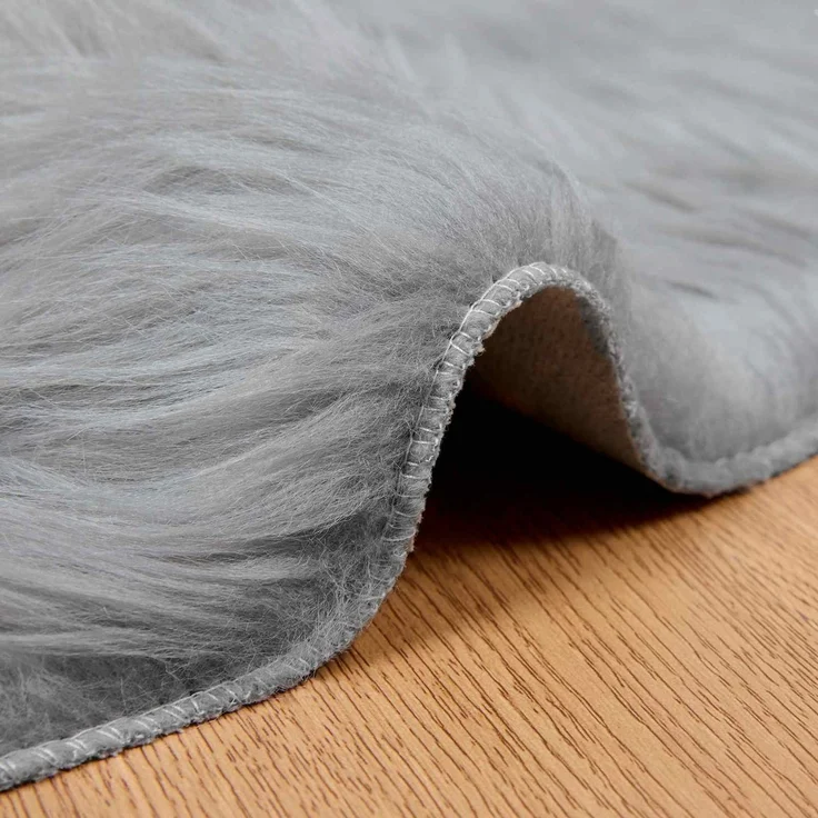vidaXL Kunstschaffell Teppich Tafalla Grau Ø 120 cm Polyester 42021537 – Bild 7