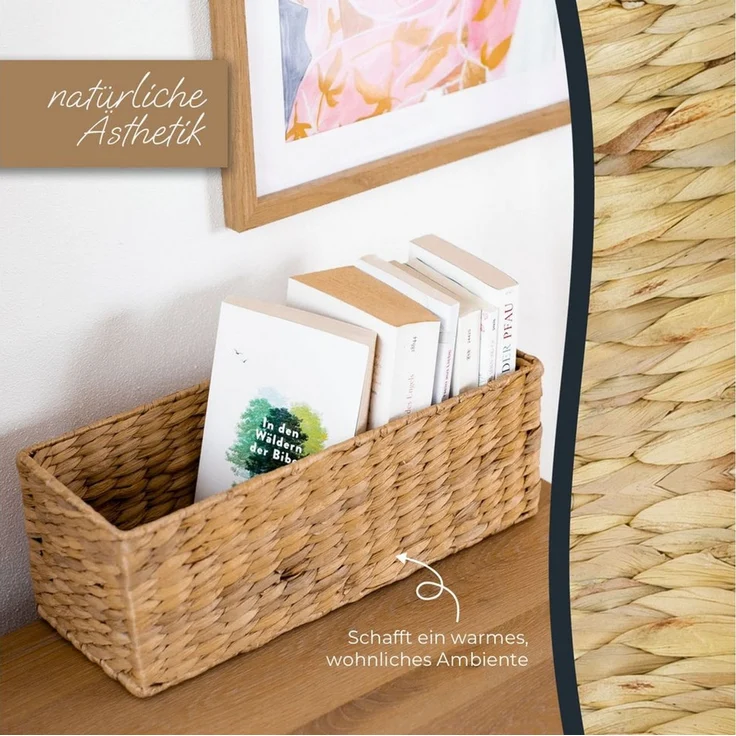 HMF Aufbewahrungsbox Badezimmer geflochten aus Wasserhyazinthe (1 St), 38 x 15 x 14 cm, natur – Bild 3