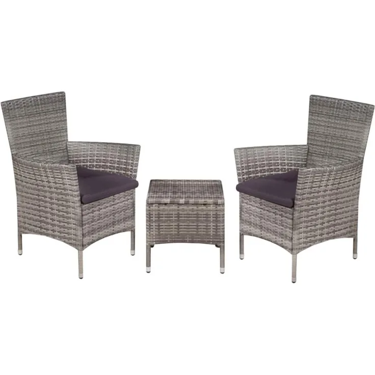 vidaXL 3-tlg. Bistro-Set Poly Rattan Grau 44095