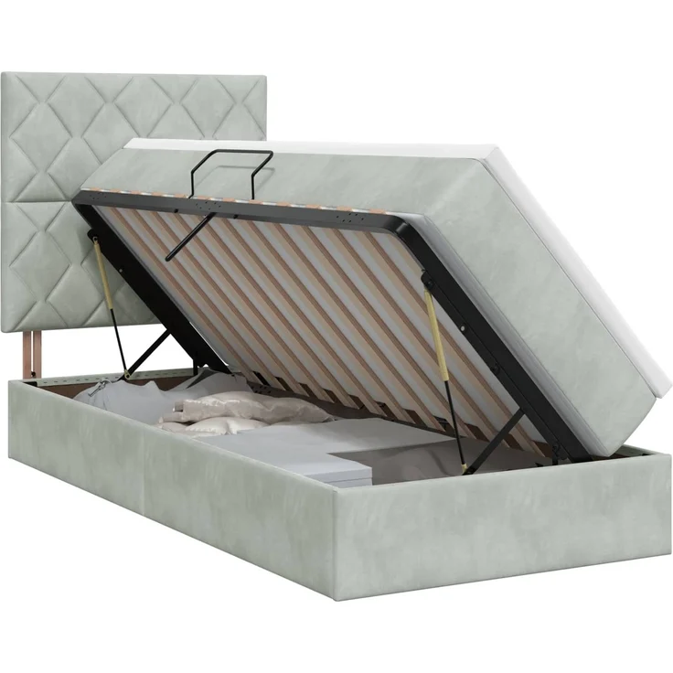 vidaXL Aufbewahrungsbett mit Matratze Hellgrau 90 x 200 cm Samt 3459723 – Bild 2