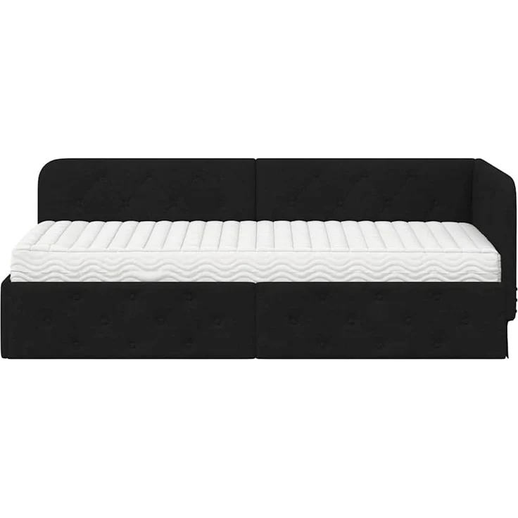 vidaXL Eckbettgestell mit Matratze Schwarz 80 x 200 cm Stoff 3394031 – Bild 4