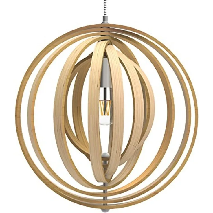 Tomons LED Pendelleuchte Holz im Mobilé-Stil, Hängeleuchte Rahmenelemente