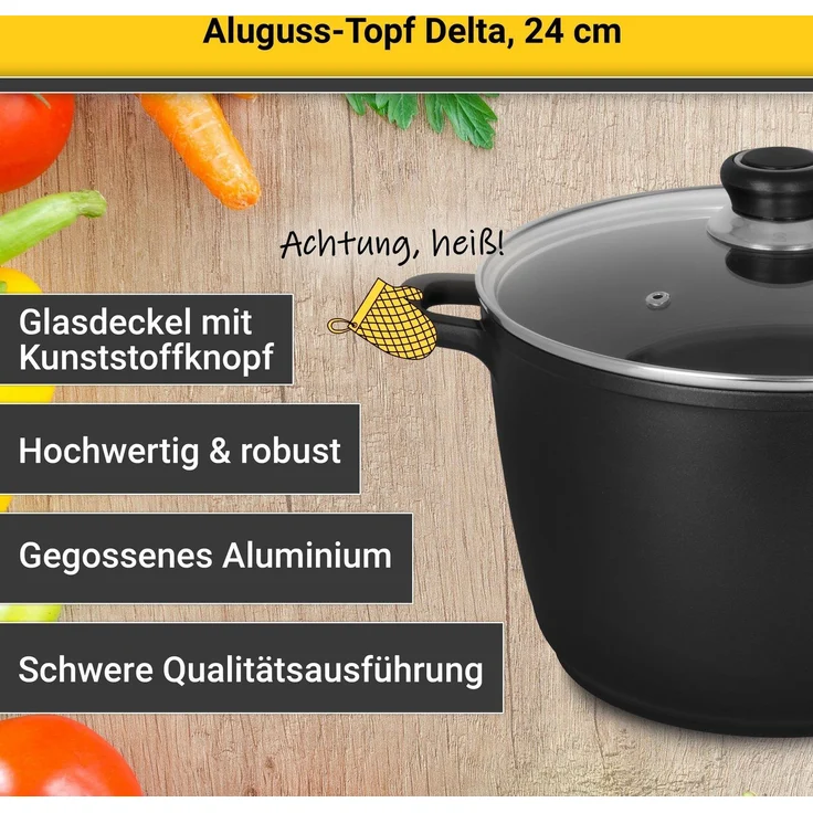 KARL KRÜGER Fleischtopf Delta 3,5 Liter Ø24cm Aluguss – Bild 3