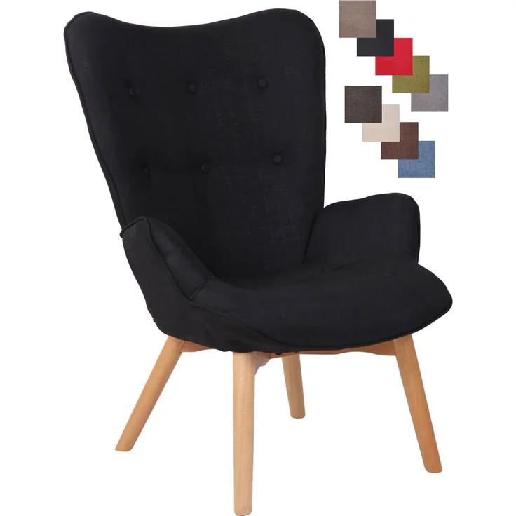 CLP Lounger Durham Stoff mit Buchenholz Gestell,schwarz