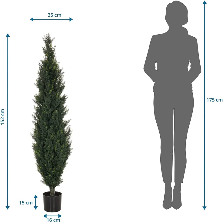 bümö plants Cedrus Kunstbaum - Täuschend echte Zeder, geruchlose Premium Kunstpflanze für lebendiges Ambiente - authentische, künstliche Pflanzen als Deko für's Wohnzimmer, Büro & mehr, BUP-cedrus – Bild 2