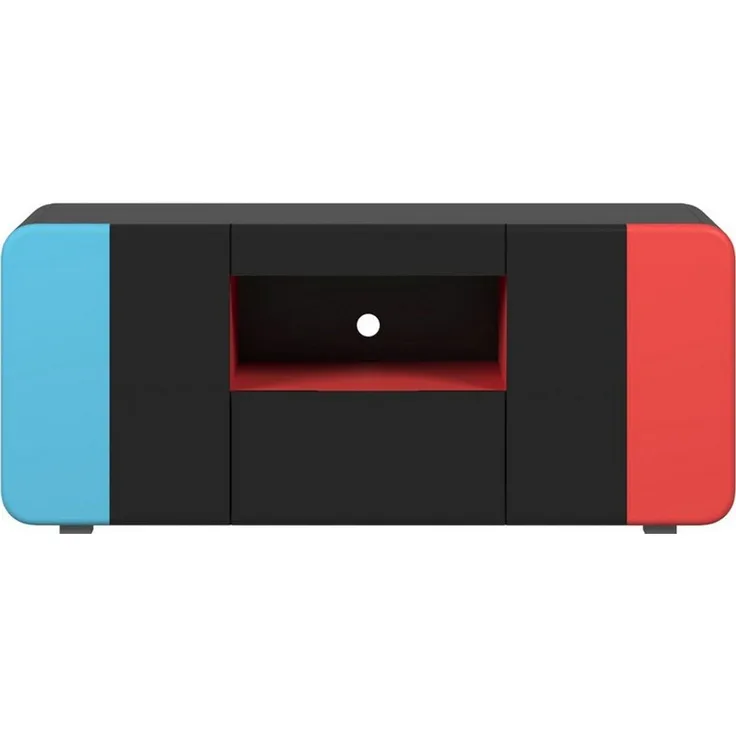 trendteam smart living - Level Up - TV-Schrank - Schwarz/Rot/Blau - Gaming-Lowboard passend für z.B. Nintendo Switch - (BxHxT) 115 x 49 x 42 cm - Mit verdeckten Griffmulden und Softclose-Türen