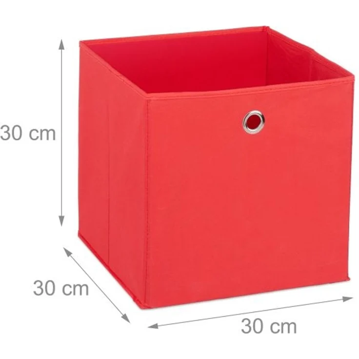 Relaxdays 12 x Aufbewahrungsbox Stoff rot – Bild 4