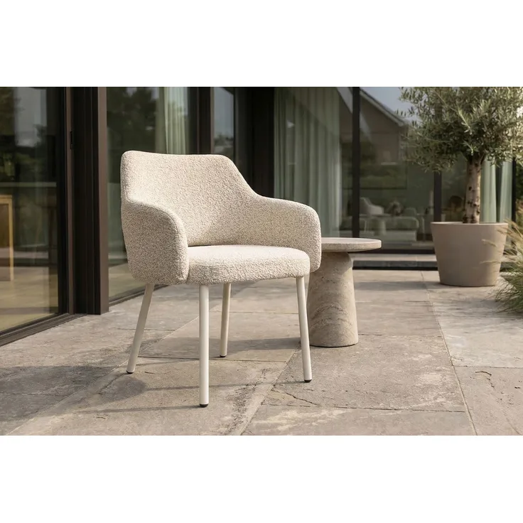 KAWOLA Gartenstuhl AMUR Outdoor Stoff cremefarben 80 x 62 x 62 cm
