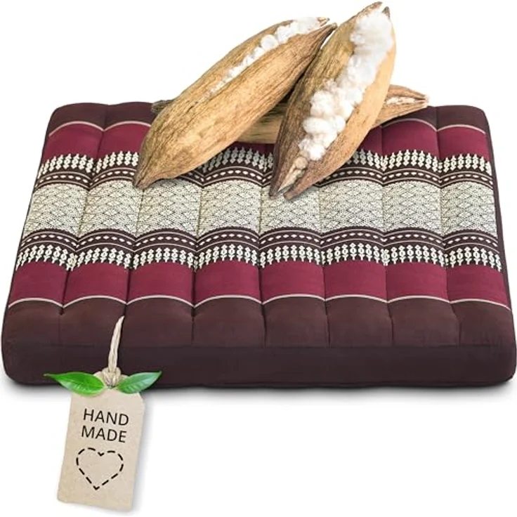 livasia Sitzkissen Sitzkissen 50 cm, vegan und handgefertigt, 50 x 50 x 6 cm, Kapok – Bild 2