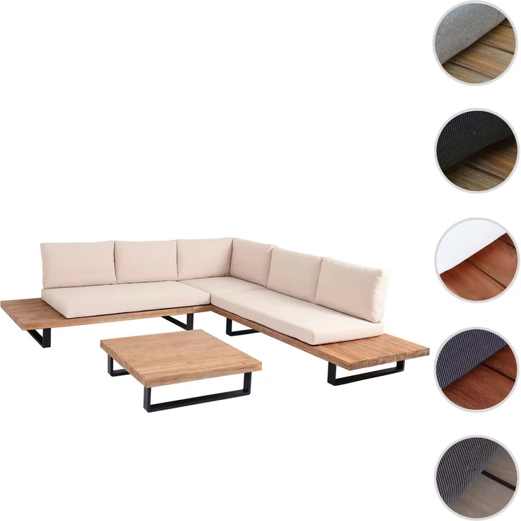 Garten-Garnitur HWC-H54, Spun Poly Akazie Holz MVG Alu ~ hellbraun, Polster beige – Bild 10