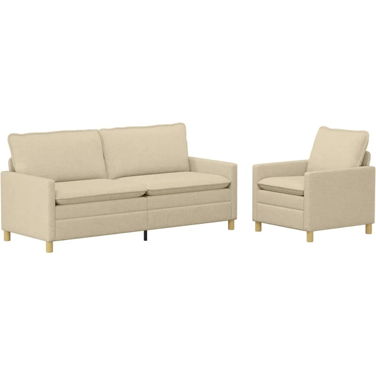 vidaXL Sofa Set 2 stk. Creme Stoff 3417107 – Bild 2