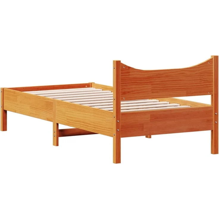 Einzelbetten, Betten für Erwachsene, Massivholzbett ohne Matratze Wachsbraun 90x190 cm Kiefernholz de4264 – Bild 6