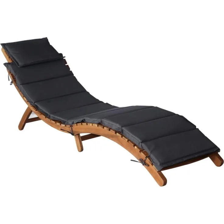 vidaXL Sonnenliege mit Auflage, Massivholz Akazie, dunkelgrau, 64 x 55 x 184 cm